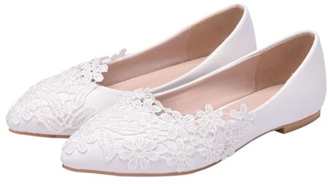 Holibanna Spitze Hochzeit Wohnungen Frauen Braut Schuhe Wohnungen Closed Toe Ballett Outdoor Casual Schuhe