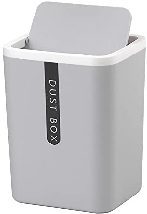 IKAAR Tischabfalleimer mit Deckel Kosmetikeimer Mini Abfalleimer Schwingdeckeleimer Klein Mülleimer aus Kunstoff für Bad Wohnzimmer Küche und Büro Grau