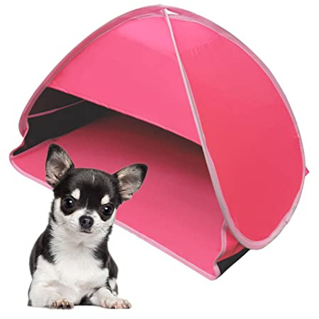 HACRAHO Faltbares Strandzelt für Haustiere, Sonnenschutz, Rosa, Rot, Vinyl