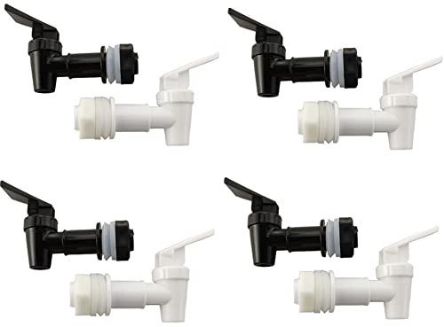 Ersatz Kühler Wasserhahn Wasserflasche Krug, Schwarz Weiß Wiederverwendbarer Zapfhahn Ausgießventil Wasserspender Wasserhahn Set, Wasser Getränkehebel Ausgießer (8 Sack)