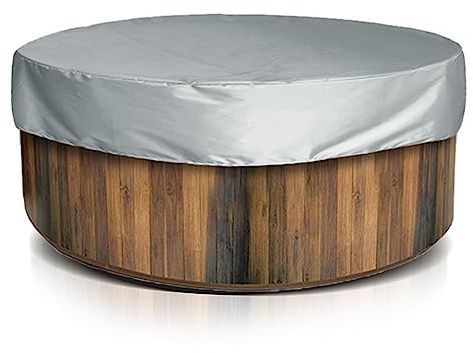 Rund Uppblåsbar Hot Tub Spa Skydd, 190cm Vattentätt Utomhus Bärbart Skydd i Polyester Taft, Grå