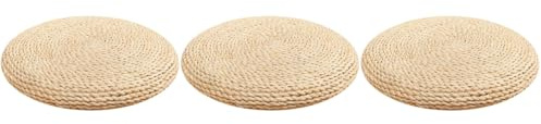 Holibanna Hand-Woven Round Meditation Cushion Set 3 Pcs Japanese Floor Pillows for Yoga Comfortable Sitting Cushions for Living Room and Dining Room