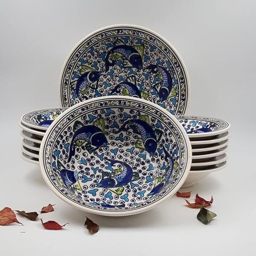 Service à couscous assiettes Tebsi Poissons Bleus - 12 pers