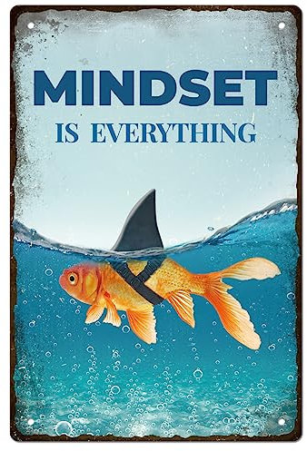 GLOBLELAND Targa in Metallo Vintage Poster Retrò Mindset Is Everything - Decorativa da Parete 8×12 Pollici per Casa, Cucina, Bar, Caffetteria, Club