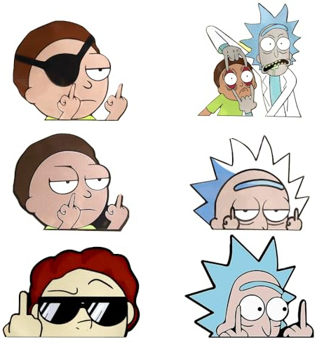 GYSRXS 6 Stück Anime Sticker - Lustig, Wasserfest für Auto, Motorrad, Kühlschrank, Computer - Rick and Morty Sticker Dekoration