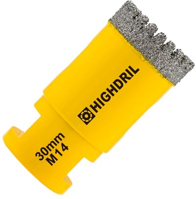 HIGHDRIL Broca de Diamante - 30mm con Rosca M14 Taladrado en Seco para Azulejos de Porcelana CeráMica Granito MáRmol Piedra MamposteríA Ladrillo Para Amoladoras Angulares(Forma Dentada)