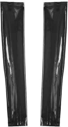 Doomiva Damen Fingerlose Handschuhe Glänzende Armstulpen Optik Leder Handstulpen Gothic Steampunk Tanzkostüm Zubehör