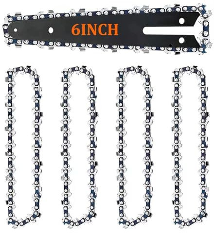 JINJUMEI 4 Pezzi Catena Motosega, Catene per Motosega 6 Pollici Barra Motosega Catena Motosega Mini Catene in Acciaio per Tutte Motoseghe con Barra da 6 per la Lavorazione Legno e Paesaggio