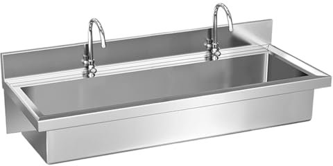 Kommerzielles Handwaschbecken Wandmontage-Spülbecken, Edelstahl-Spüle mit Wasserhahn und Sieb, Schwimmendes Waschbecken im Badezimmer Waschbeckenwaschbecken, für Küche Restaurant Bar RV Schule