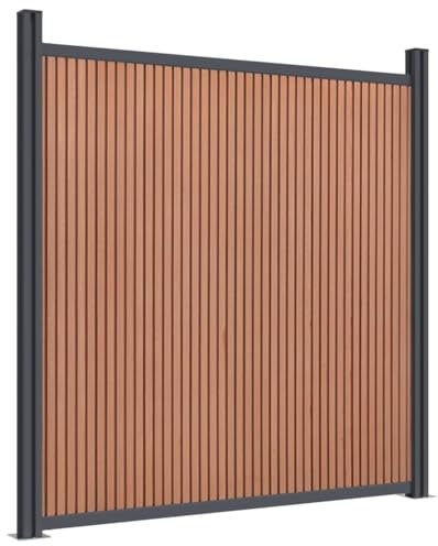 vidaXL Zaunelement mit 2 Pfosten, Gartenzaun für Privatsphäre und Dekoration, Sichtschutz für Außenbereich, Windschutz Zaun Lamellenzaun, Grau WPC