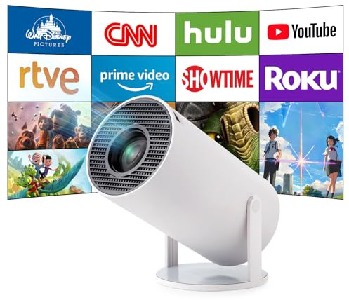 HY300 Mini Projector, Pro 4K Smart Projector with Automatic Keystone Correction, Portable, Android 11, Wi-Fi 6, Bluetooth 5, 180 Degree, 130 Inch Display (White)