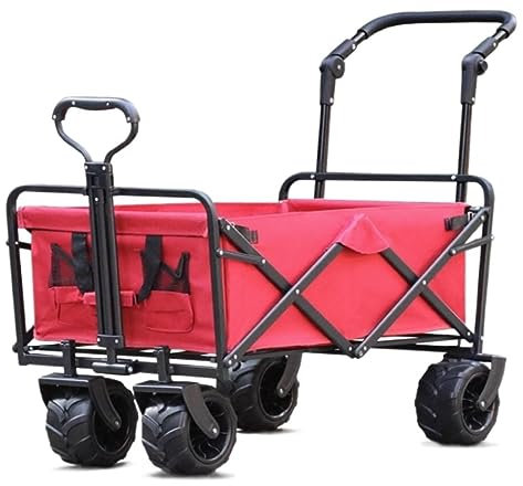 CRBUDY Trolley-Wagen, zusammenklappbarer Outdoor-Allzweckwagen, zusammenklappbarer Campingwagen, Gartentransportwagen, Verstellbarer Griff, Campingwagen, Gartenwagen