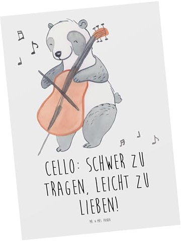 Mr. & Mrs. Panda Ansichtskarte Cello Liebe - Geschenk, Orchester, Ansichtskarten, Streichinstrument, Postkarten, Postkarte, Instrument, Lernen, bildkarte, Musik, Kunstkarten, Musikinstrument, Musiker