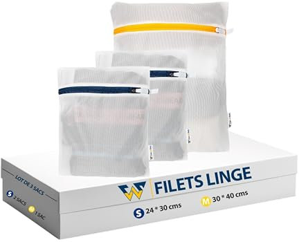 Lot de 3 petits Filets à Linge Solides pour Machine à Laver - 100% Polyester 100 gsm - Sacs de Lavage avec Fermeture Eclair Résistante pour lingerie,sous-vêtements, Pull délicats et chaussures sales