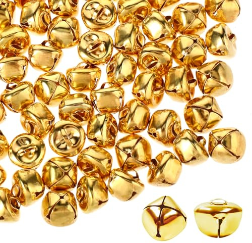 100 Stück Glöckchen Zum Basteln,Kleine Glocke,Weihnachtsdekorations Glocken für Schmuck Basteln Geschenkverpackung Weihnachtsdekorationen Zu Hause Und Für Haustiere,Partygeschenke-Gold