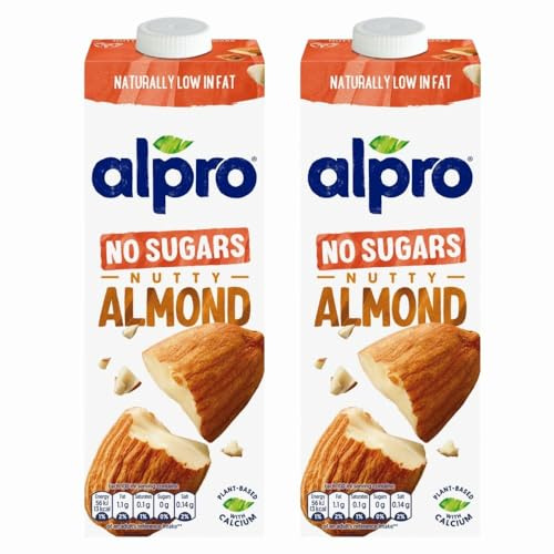Alprodrink No Sugars Almond Milk 1L x 2, High Protein Plant Based Drink, Unsweetened Long Life UHT Non Dairy with Welari Thank You Card | (2pack)