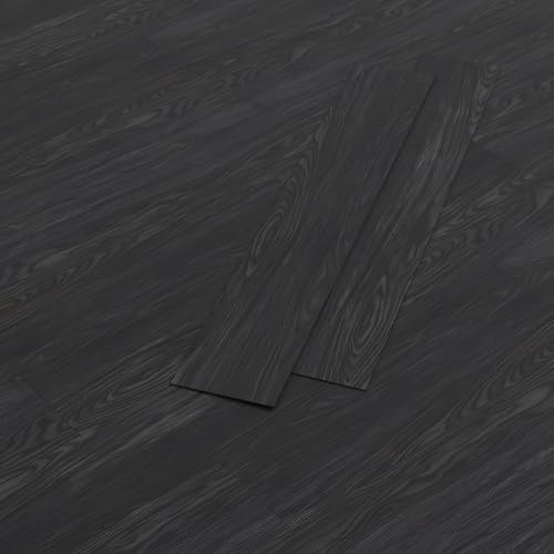 HAGO24 | Vinylboden | 2,23m² | Dunkelgrau Eiche Holzmusterung | 2mm Dicke | Laminat Bodenbelag | Rutschfest | Selbstklebend | PVC | 16 Planken | Feuchtraumgeeignet