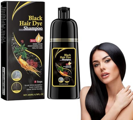 Cynamus Shampoo Colorante per Capelli 3 in 1, Nero, per Capelli Grigi e Bianchi, Uomo e Donna