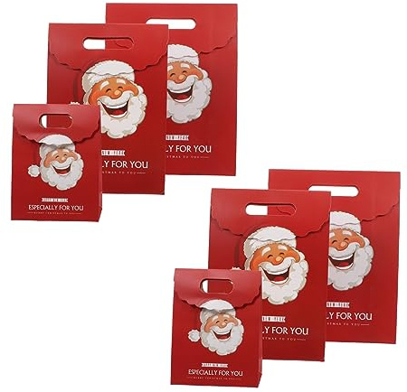 FRCOLOR 6stücke Weihnachtsgeschenktüten aus Papier zur Aufbewahrung von Weihnachtsgeschenken und Snacks Dekorativ und Praktisch für Feiern und Verpackungen