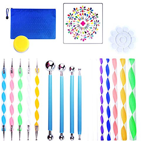 Teogneot Mandala Dotting - Set di 21 attrezzi per pittura Mandala, colore: Blu