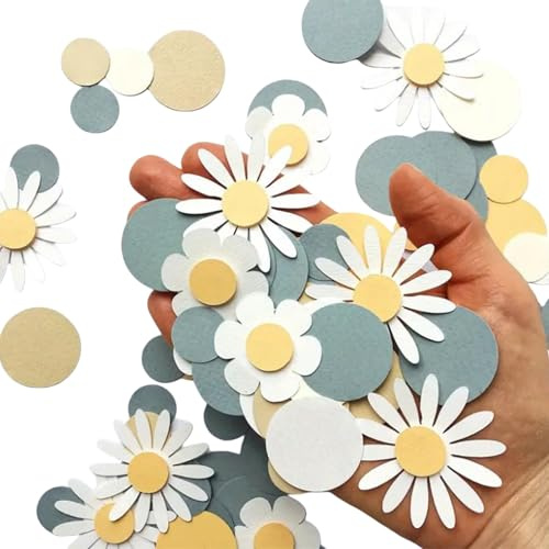 100 Stück Konfetti Gänseblümchen Deko Geburtstag Daisy Blütenkonfetti,Tischdeko Geburtstag Mädchen,Großes Pastell Blumen Konfetti für Hochzeit & Frühlingsparty,Streudeko Basteln DIY,Dekoration Zubehör