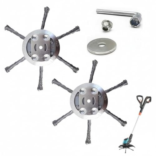 YUET Tête de débroussailleuse électrique de 15,2 cm, brosse métallique nouée, roue en acier massif, rasoir anti-mauvaises herbes, corde de tondeuse, pour pelouse de 5 mm, outil de remplacement et