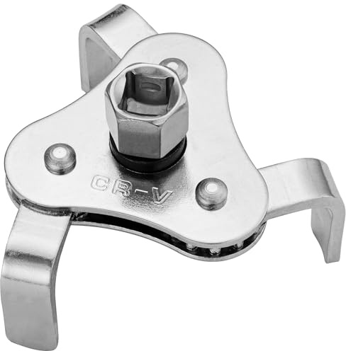 EFFEKTWERK - Universal Oil Filter Removal Wrench with Square Socket - Two Way, 3 Leg Gripper Tool - 64mm to 116mm Adjustable Claw - Heavy Duty Filter Remover Jaw for Car/Truck Oil Change