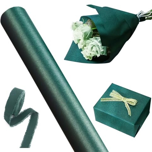 Dunkelgrünfarbenes Doppelseitiges Geschenkpapier - 43 cm x 10 m Dunkelgrün mattes Geschenkpapier, einfarbiges Perlglanzpapier, für Hochzeits Geburtstags Babyparty Party Festivalgeschenk dekorationen