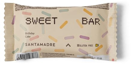 SANTA MADRE | SWEET BAR | Barrita energética de avena | Sabor Tarta de Cumpleaños | Sin gluten | Sin aceite de palma | Para Deportistas | Pack 8 unidades | 8 * 60g,480g (Tarta de Cumpleaños).