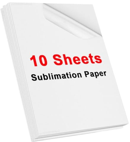 HAOCNC 10 Blatt A4 Sublimations-Wärmeübertragungspapier Kompatibel mit Polyester-Baumwolle, T-Shirt, Kissen, Stoffe, Kleidung, Handyhülle, kompatibel mit Tintenstrahldruckerzubehör