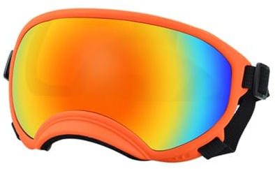 Hundglasögon, husdjur solglasögon hundglasögon anti-UV stark slaghållfasthet justerbara elastiska andningsbara husdjur solglasögon (orange och färg, S)