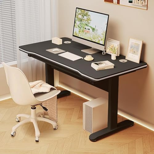 HDHNBA Escritorio Moderno para Gaming con Soporte en Forma de T, Mesa de Computadora y Estudio para Oficina en Casa, Escritorios para con Acabado de Madera