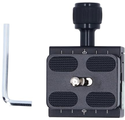 UTYDPLKHG Quick Release Clamp for Arca Aluminium Alloy 50mm Camera Tripod Mount, with 3 Bubble Levels and 3/8 to 1/4 Inch Thread, Compatible with 33-38mm Quick Release Plates