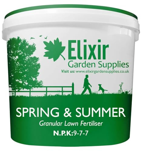 Elixir Gardens Spring & Summer Lawn Fertiliser/Feed Supplied In A Resealable Airtight Tub (10kg 9-7-7)