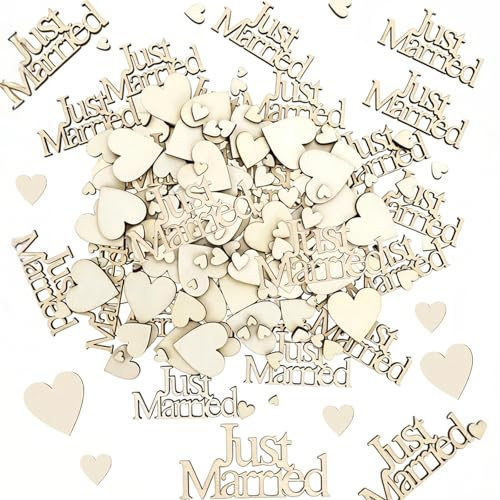 275 Stück Streudeko Hochzeit Holz Holzherz Hochzeitsdeko Tisch Just Married Deko, Größen Herzen Tischdeko Hochzeitsset Holzherzen Konfetti für Hochzeit Verlobbung Valentinstag