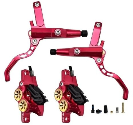 Cykelbromstrumma bakre broms MTB 4 kolv hydraulisk skivbroms 900 mm 1700 mm 4 kolv harts bromsbelägg AM DH Road Ultralätt skivbroms(Red LR split-type)