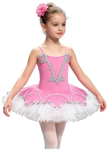 Alvivi Vestido de Tutu Ballet para Niña Princesa con Flor de Pinza para el Cabello Maillot de Danza Clásica Disfraz de Bailarina Ballet