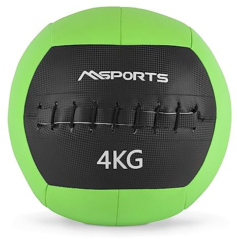 MSPORTS Wall-Ball Premium Gewichtsball 2-10 kg Medizinball (4 kg - Grün)