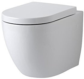 Milano Irwell Modern White Ceramic Wall Hung Rimless Toilet WC Soft Close Seat
