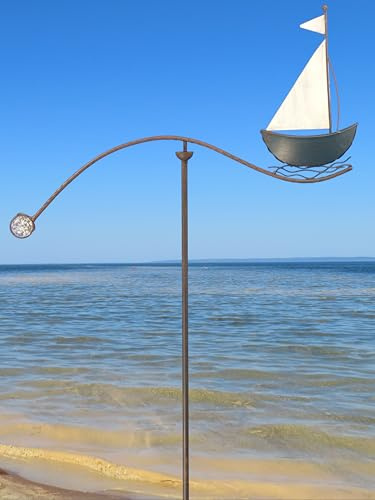 Pommerntraum ®| Windspiel Segelboot Metallwindspiel Maritim Nautik nautisch | Segelschiff Segelyacht Gartenpendel Gartenstecker Gartendeko Küstenstil Küstenfans Meeresdeko Segeldeko Segler Skipper
