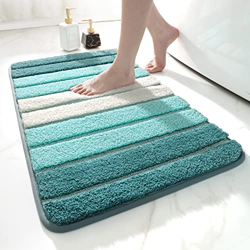 DEXI Tapis Salle de Bain Antiderapant 50 x 80 cm, Extra Doux, Lavable en Machine, Absorbant l'eau, Turquoise