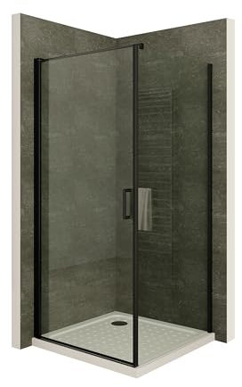 Duschkabine 80x80x190 cm Eckdusche mit Fronteinstieg schwarze Aluminium Profile - Links und RECHTS montierbar! aus 6mm ESG Nano Sicherheitsglas #559