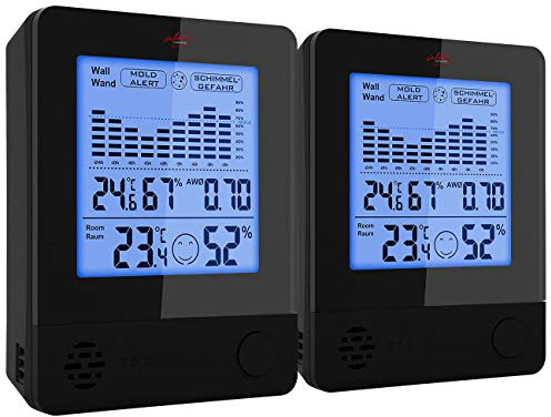infactory Hygrometer Alarm: 2er-Set 2in1-Thermometer & Hygrometer, Raum- & Wand-Messung (Schimmel, Gerät, Messgerät)