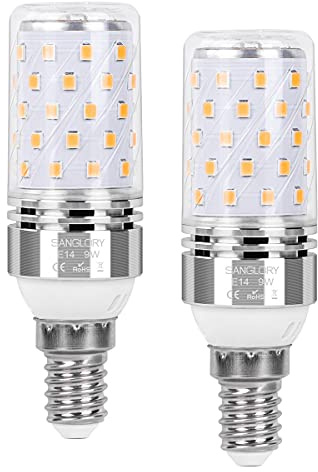 SanGlory Lampadine LED E14, 9W equivalenti a 80W, Bianco Caldo 2700K, 950 Lumen, Lampada Mais E14, AC 175-265V, Lampadina LED con Attacco Edison E14, Non Dimmerabile, Confezione da 2