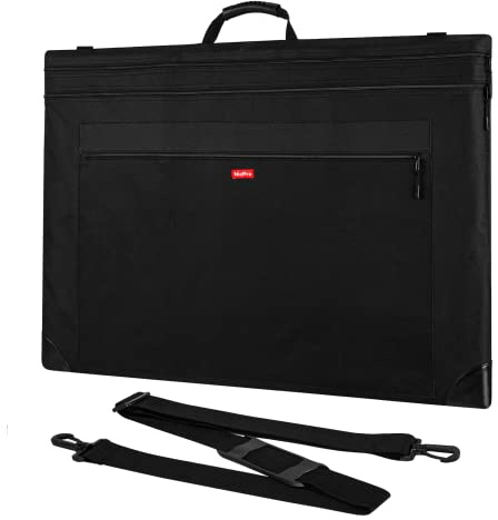 Nicpro Light Weight Art Portfolio Bag, 23x31 Black Art Canvas Portfolio Case with Detachable Shoulder Strap, Leather Corners, Carrying Storage Case for Artwork, Poster, Sketching, and Drawing