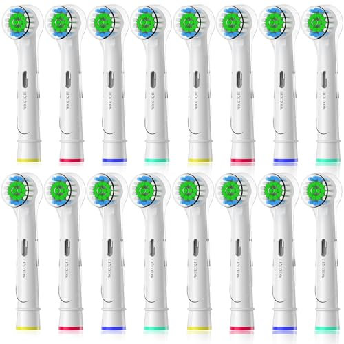 Wokuqiu Recambios Cepillos con Capuchones Compatible con Cepillo Eléctrico Braun Oral B, Cabezales de Recambio para Pro Smart Vitality Genius Triumph Teen (16 Blanco, 16 unidad (Paquete de 1))
