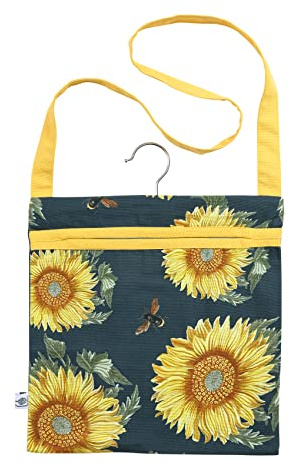 Dexam RHS Wäscheklammerbeutel, Sonnenblumen-Design, Marineblau