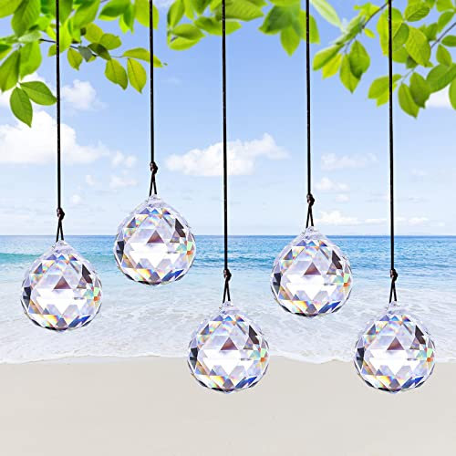 5 Stück Kristallglas Prismen, Kristallprisma aus Glas, Kristalle als Dekoration, Kristalle zum Aufhängen, Fensterdeko, Kristall, Kristallanhänger, Geschenk für Fensterdeko, Gartendeko