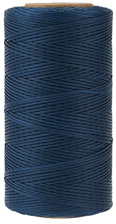 Beadthoven - Cordones de poliéster encerado de 1 mm, hilo de macramé encerado, cuerda artesanal para coser pulseras trenzadas, collares, manualidades, color azul marino