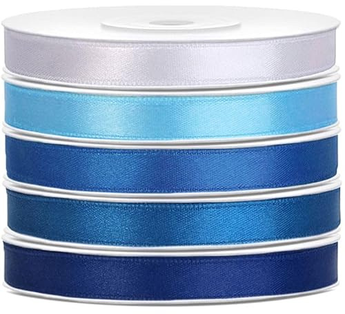 Satin Geschenkband 6mm 5 Farben je 25m lang blau hellblau Schleifenband Geschenkverpackung Geburtstag Hochzeit Weihnachten